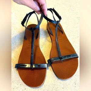 Gunmetal Black and Brown Women's Sandals
